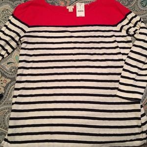 Red/navy J. Crew boatneck sweater NWT